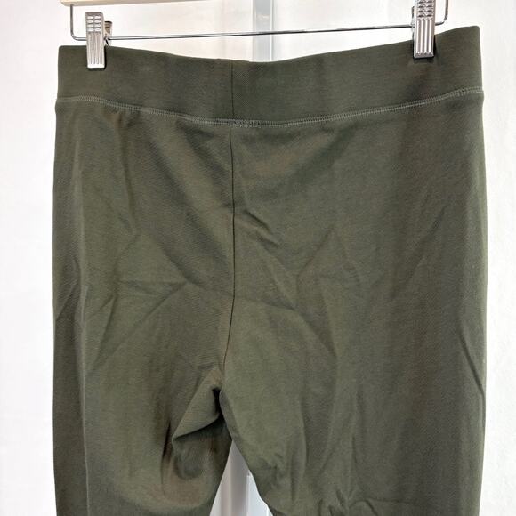 J. JILL M Slim Leg Zip Ankle Pants Pull On Elastic Waist Faux Suede Trim Green - Picture 7 of 10